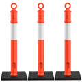 RoadHero 45 Inch Delineator Post with Base, Portable Orange Traffic Delineator Posts Cones with Reflective Collars for Parking Lots, Road Safety, Construction Events 3 Pack