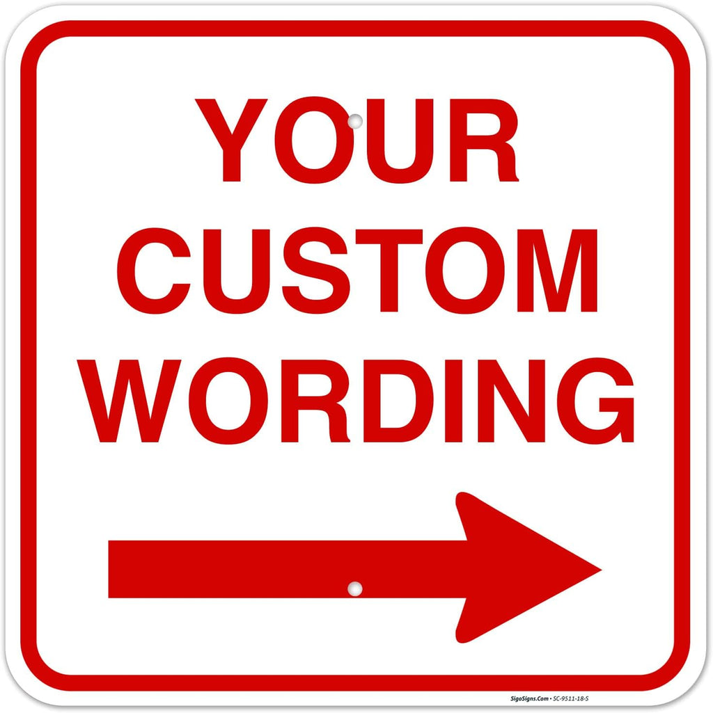 Custom Square Left or Right Arrow Sign, Personalize for Office, Business, Workplace, office, Home, Airbnb, Delivery Signs, 18x18 Inches Yellow, Rust Free .063 Aluminum, Fade Resistant, Made in USA
