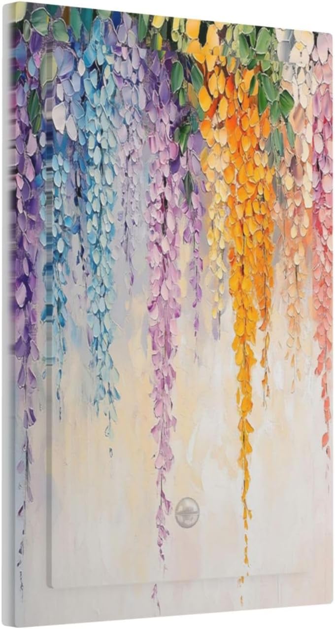 Colorful Wildflower Wisteria Cascade Floral Flower Light Switch Cover Plate 1 Gang No Device Blank Electrical Wall Plates Faceplate Decorative Switch Plate Covers for Bedroom Living Room Decor