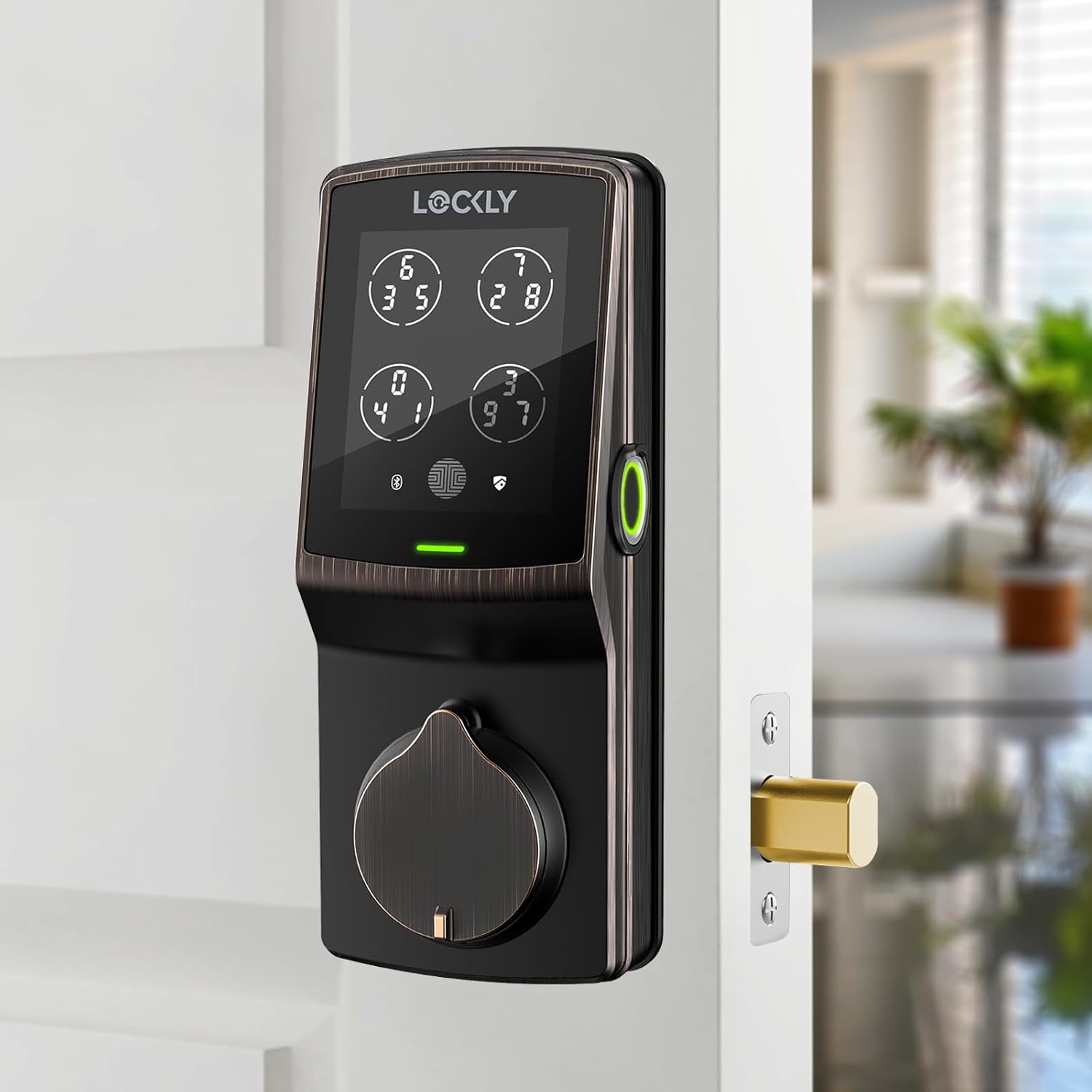 Lockly Secure Plus, Keyless Entry Door Lock, Smart Locks for Front Door, Smart Lock Deadbolt, PIN Genie® Keypad, 3D Biometric Fingerprint Sensor, Auto Lock Smart Door Lock
