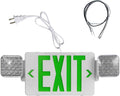 TANLUX Green Exit Sign with Emergency Lights, LED Exit Light - Battery Backup, UL Listed, AC 120/277V - Corded Commercial Emergency Light Combo