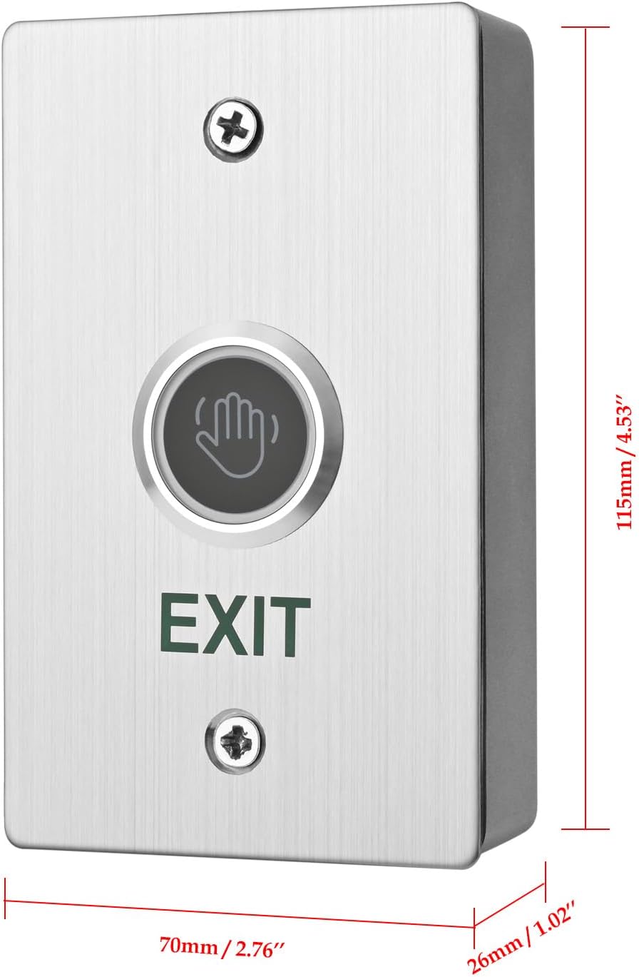 Infrared Sensor Exit Button with Back Box IR Touchless Door Release 304 Stainless Steel IP67 Waterproof with LED Indicator for Access Control Systems