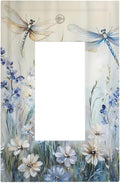 Decorative Outlet Covers Watercolor Dragonfly Blue Wihte Flower 1 Gang Rocker Light Switch Cover Plate Single Wall Plates for Electrical Outlets Switch Plate Covers Faceplate for Home Decor