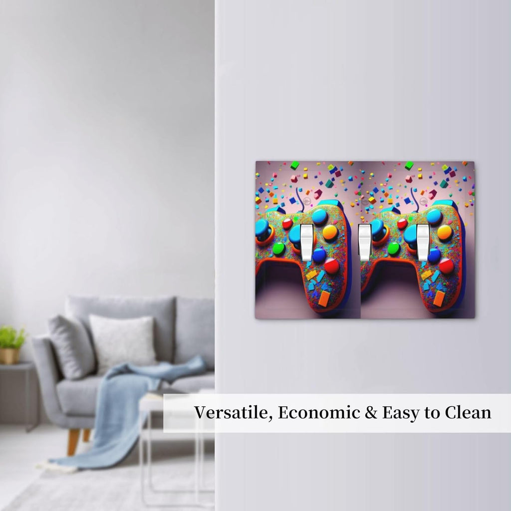 Videos Game Controller 3 Gang Triple Toggle Decorative Light Switch Covers Electrical Faceplate Switchplates for Bathroom Kitchen Home