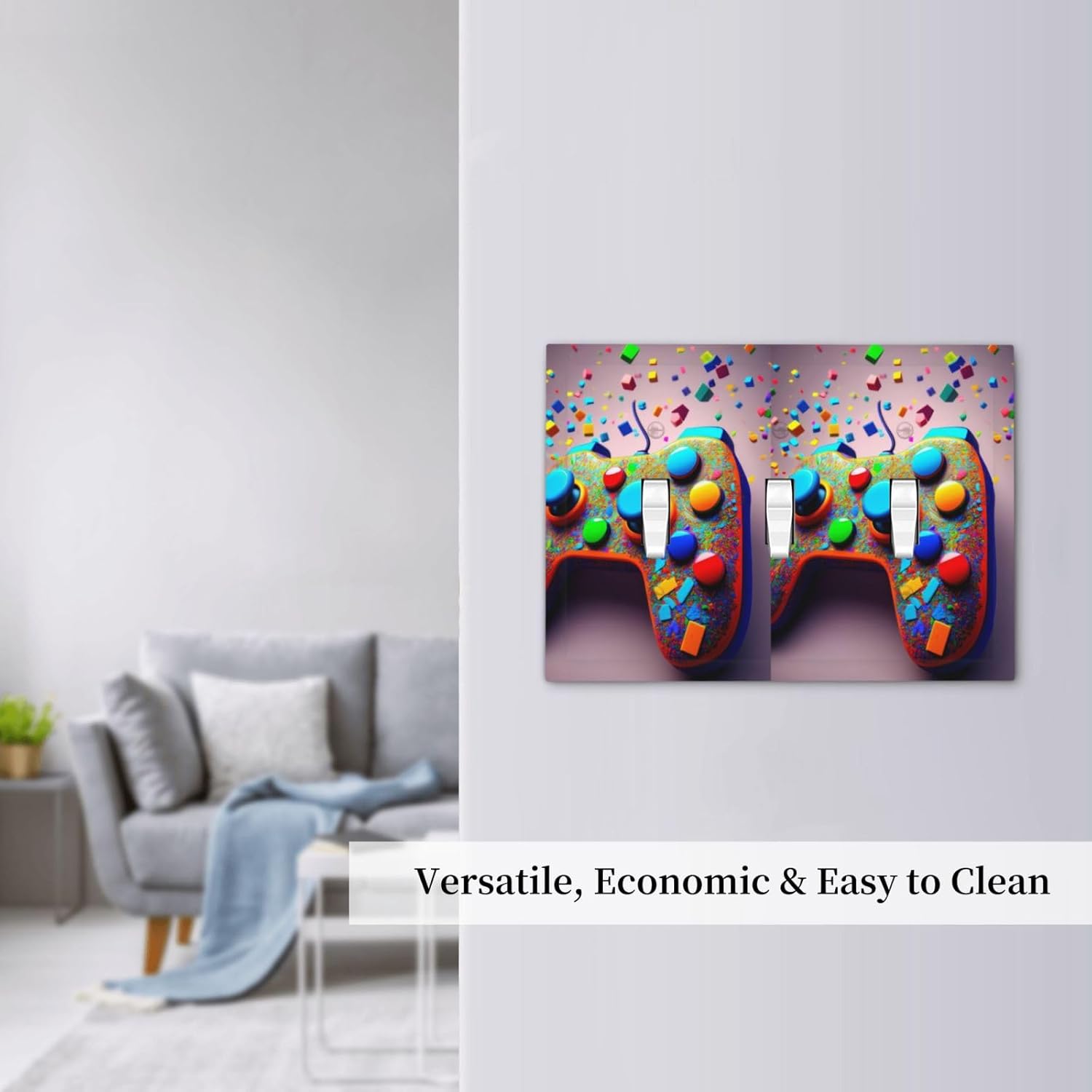 Videos Game Controller 3 Gang Triple Toggle Decorative Light Switch Covers Electrical Faceplate Switchplates for Bathroom Kitchen Home