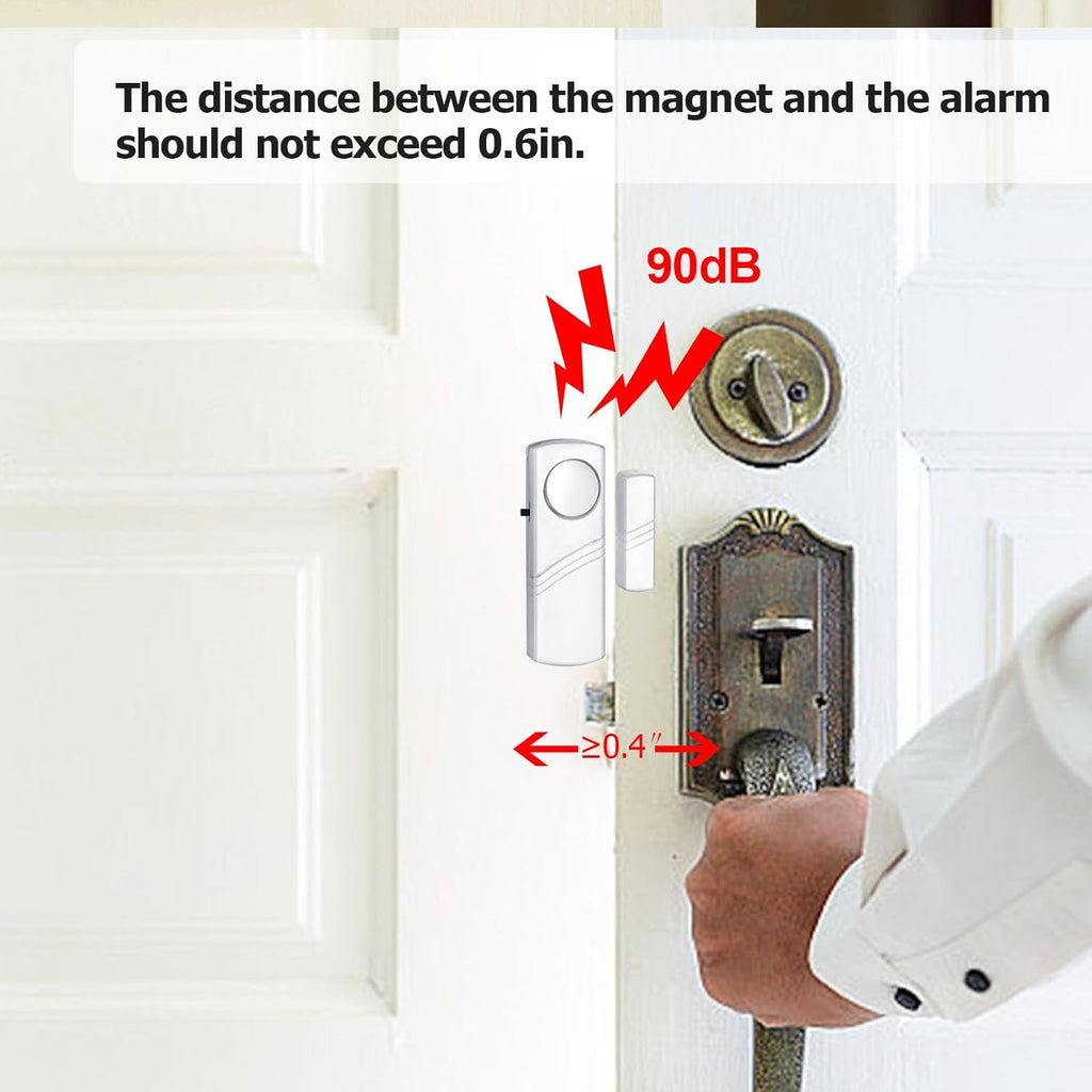 Security Door Window Alarm, Wireless Sensor Door Window Burglar Alarm, Door Alarms for Kids Safety, Easy Installation Doorbell Alarms for Office House Window Pool (4 Pack)