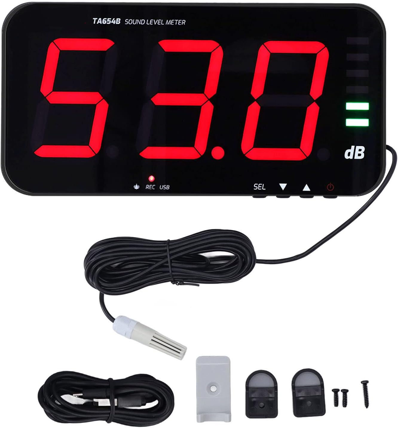 Wall Hanging Sound Level Meter, 30-130 DB Decibel Meter Sound Level Reader 13in Digital Screen Noise Monitoring Device for Office