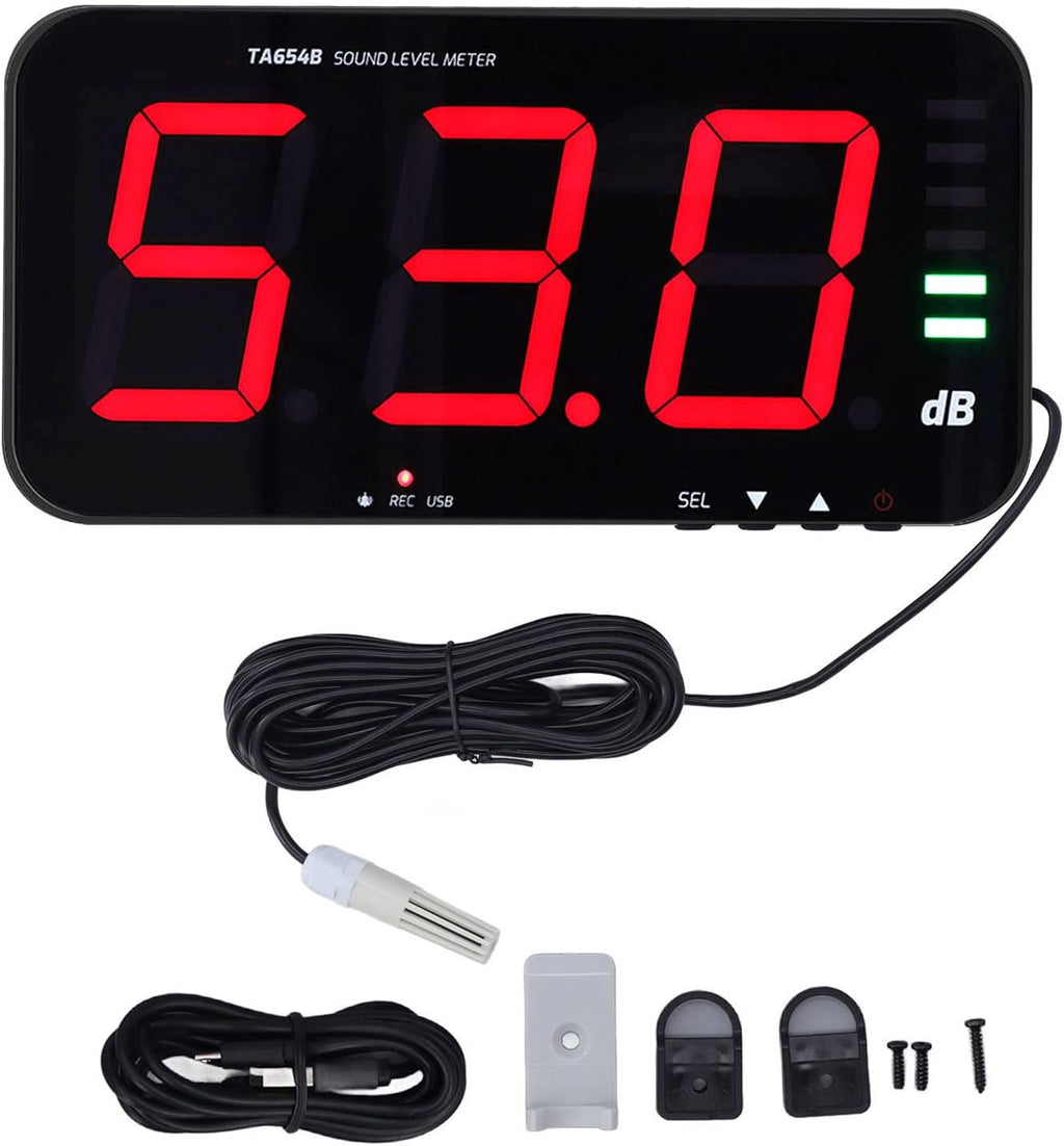Pssopp 13in Screen Sound Level Meter, Digital Decibel Reader with Adjustable Brightness and Alarm Function, for Environmental Noise Monitoring