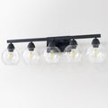 5-Light Bathroom Light Fixtures, Black Vanity Light with Premium Hand-Blown Glass Shades, Ultra-Clear & Impact-Resistant, Wall Lamp for Mirror, Living Room, Kitchen