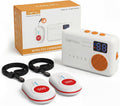 CallToU Caregiver Pager Wireless Call Button for Elderly at Home, Portable Nurse Alert System with Vibration/for Patients and Disabled, 500ft Ranger (2 Call Buttons + 1 Receivers)