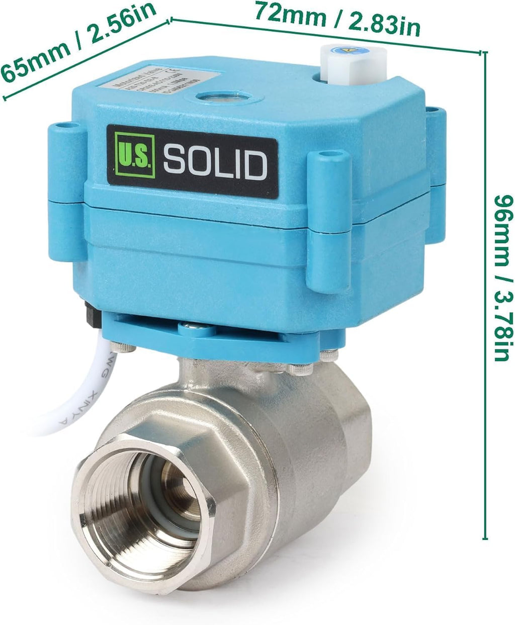 U.S. Solid Motorized Ball Valve – 3/4" 316 Stainless Steel, IP67 Waterproof, 110-230V AC, Full Port, 2-Wire Auto-Return, Normally Closed, Electric Valve for HVAC, Water, Oil, and Gas