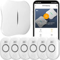 WiFi Water Leak Detector for Home with App Notification, 1 2.4Ghz Gateway + 6 WD61 Sensor, 120dB Water Flood/Drip Alarm for Basement/Kitchen/Bathroom/Toilet/Laundry Room,Sink/Pipe/Faucet Leakage Alert