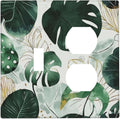 Boho Tropical Green Leaf Watercolor Banana Leaves Wallplates 1 Toggle 1 Duplex Switch Plate Electrical Gfci Faceplate Decorative Light Switch Covers For Bed Room Living Room Decor