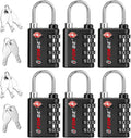 Forge Dual-Opening: Key or Combination Lock, TSA Approved Lock for Luggage, Pelican case, Travel, Gym, School, Luggage Combination Lock, Travel Bag Lock (Black 6 Pk)