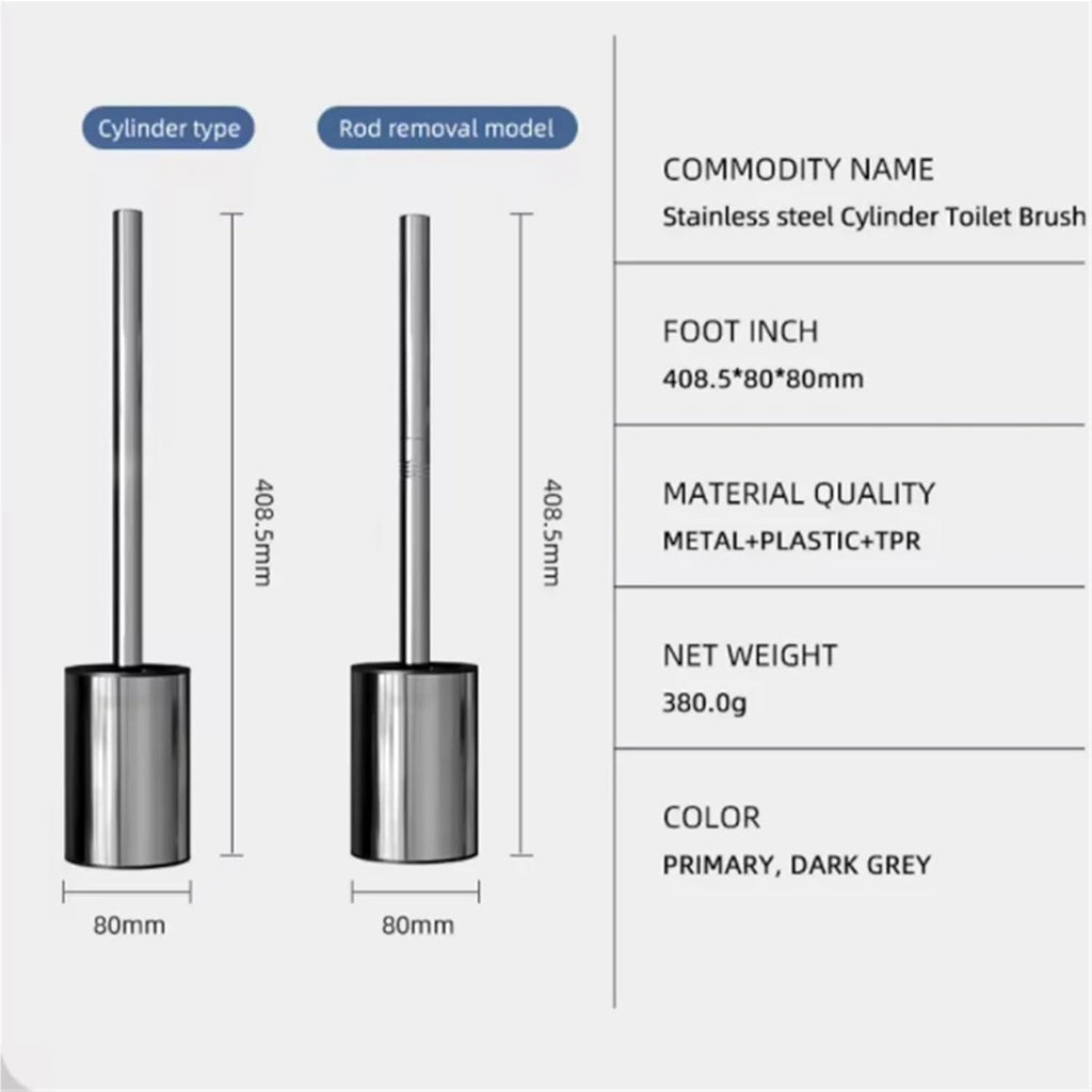 Smart Stainless Steel Black Toilet Brush Holder Standing Long Handle Cleaning Soft TPR Silicone Head