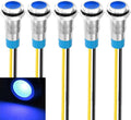 5pcs 8mm LED Metal Indicator Light 110V-220VAC Waterproof Signal Lamp (Blue)