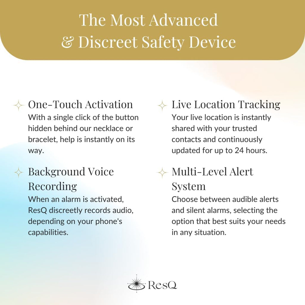 ResQ Jewelry, Shakti Smart Bluetooth Safety Necklace, Discreet Wearable Safety Device - GPS Location Tracking, Audio Recording, One Touch Activation