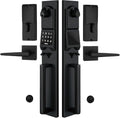 NEWBANG Left-Handed Matte Black Electronic Smart Handleset with Keypad Lock for Double Front Door（Keys Reserved）,MDHST2016DB-E-SET-LH