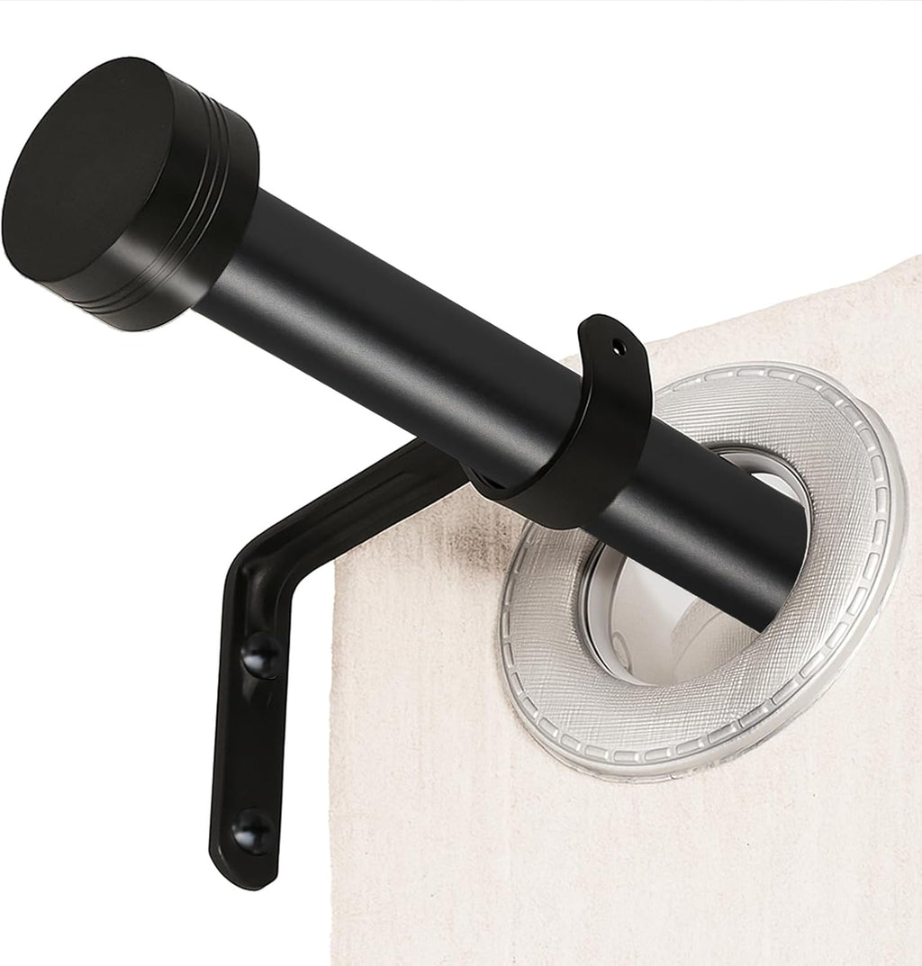 Black Curtain Rod for Windows 18 to 88 Inches, 1 Inch Adjustable Drapery Pole, Heavy Duty Outdoor/Indoor Modern Curtain Rods, Easy Installation(Black 18"-88")