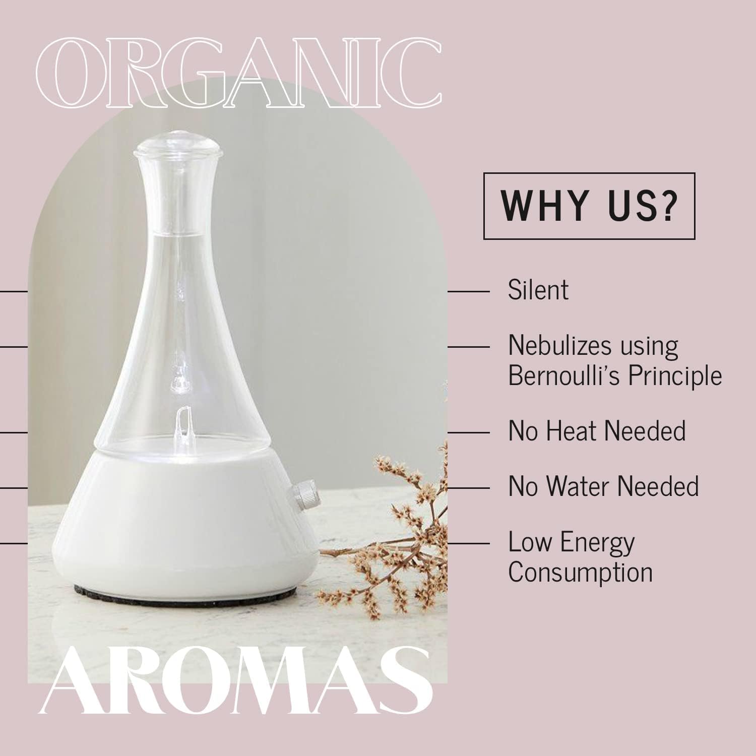 Opulence - Nebulizing Diffuser for Essential Oil/Aromatherapy with Black Marble Ceramic Base and Black Hand-Blown Glass with Touch Sensor Light Switch - No Heat, No Water, No Plastic Product Name