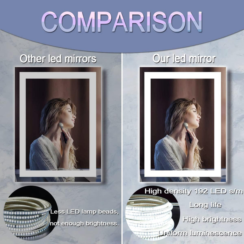 30 x 20 Inch LED Bathroom Mirror with Lights 3 Color Adjustable Brightness Frontlit Anti-Fog 30" Lighted Vanity Mirror for Bathroom Wall Horizontal/Vertical Mounted 30 Smart Light up Mirrors