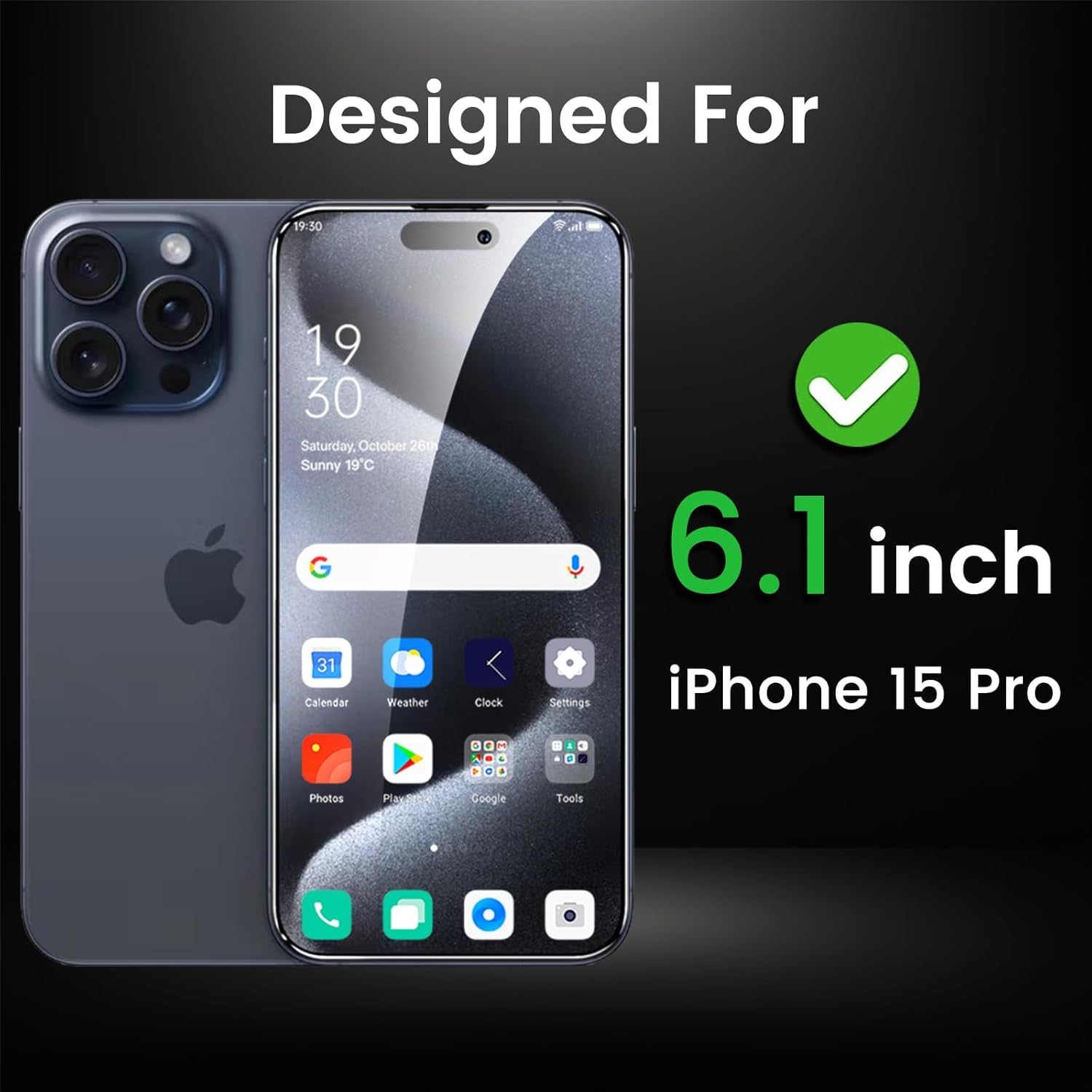 4 Pack Privacy Screen Protector for iPhone 15 Pro 6.1 Inch with 4 Pack Camera Lens Protector, Anti Spy Tempered Glass Film, Anti-Scratch, Touch Sensitive, Case Friendly