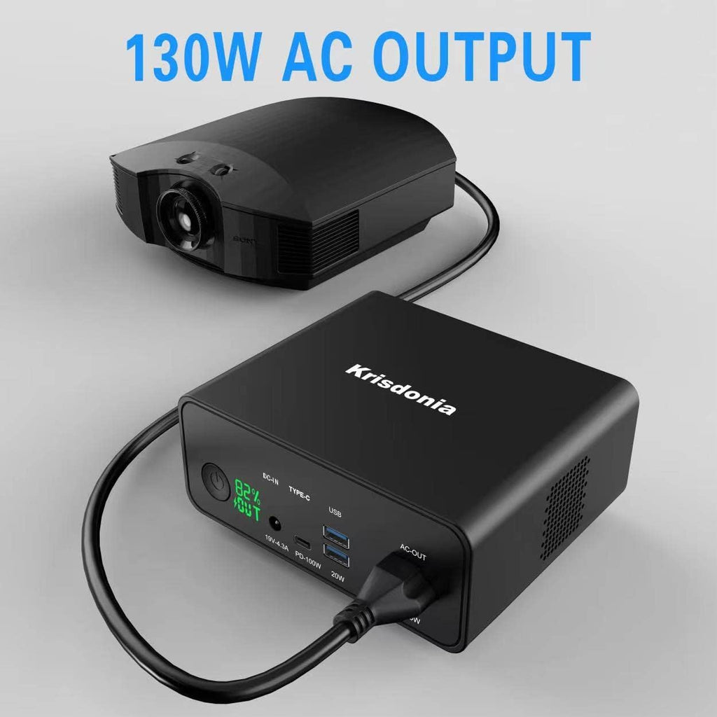 Krisdonia 130W Portable Power Bank, 148WH/40000mAh Portable Laptop Charger Battery Backup with 110V AC Socket/ 100W Type-C Port/2 USB QC3.0 for CPAP Outdoor Camping Trip Hunting Emergency