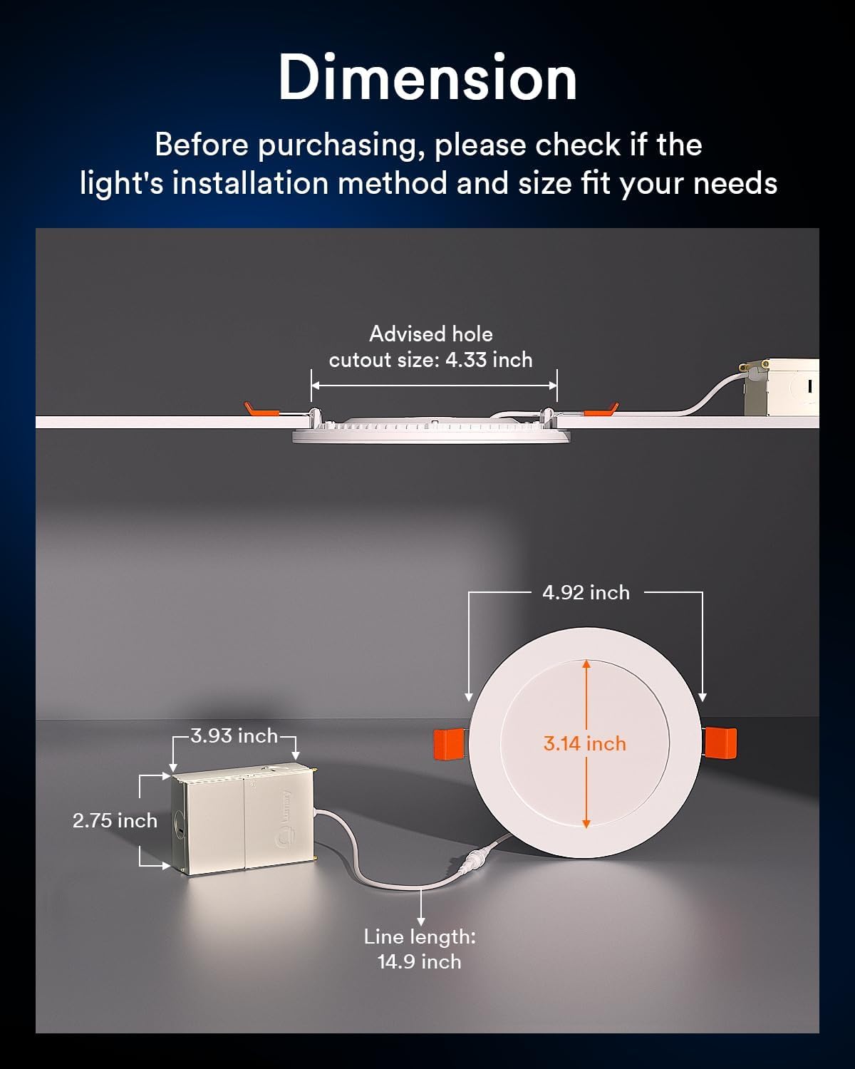 Lumary Smart Recessed Light Pro 4 Inch with RGB/Night Ring, 9W Smart LED Recessed Lighting, Compatible with Alexa & Google Assistant with Junction Box, ETL Listed,1 Pack