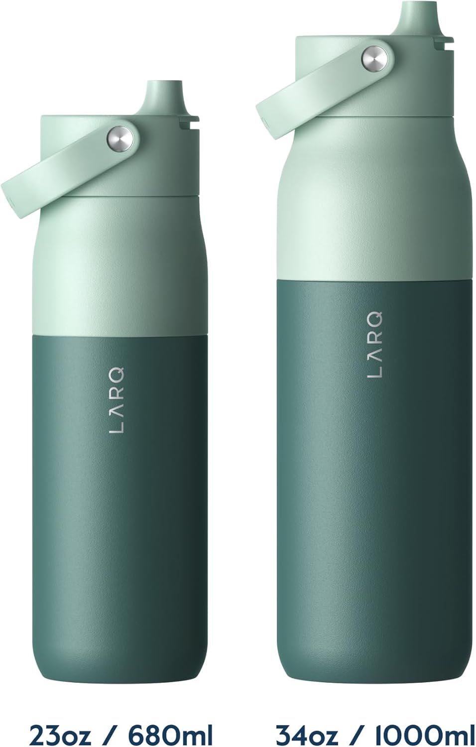 LARQ Bottle Swig Top 34oz - Insulated Stainless Steel Water Bottle With Built-In Silicone Handle | BPA Free | Reusable Water Bottle for Sports, Gym, and Travel, Eucalyptus Green