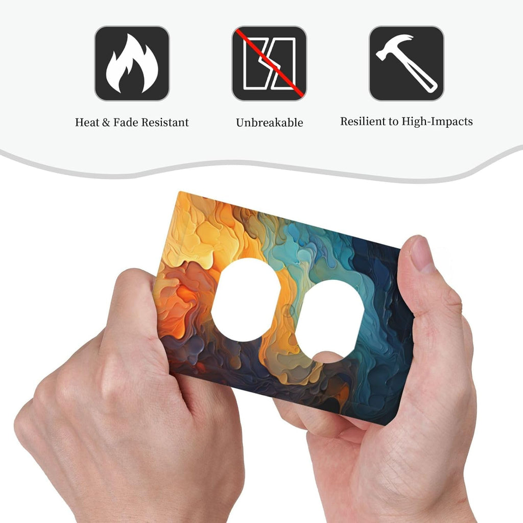 Abstract Colorful Modern Luxury Rainbow 1 Gang Duplex Receptacle Switch Wall Plate Decorative Switchplate Outlet Covers Electrical Plug Cover Faceplate for Bathroom Home Decor 5 X 3 IN