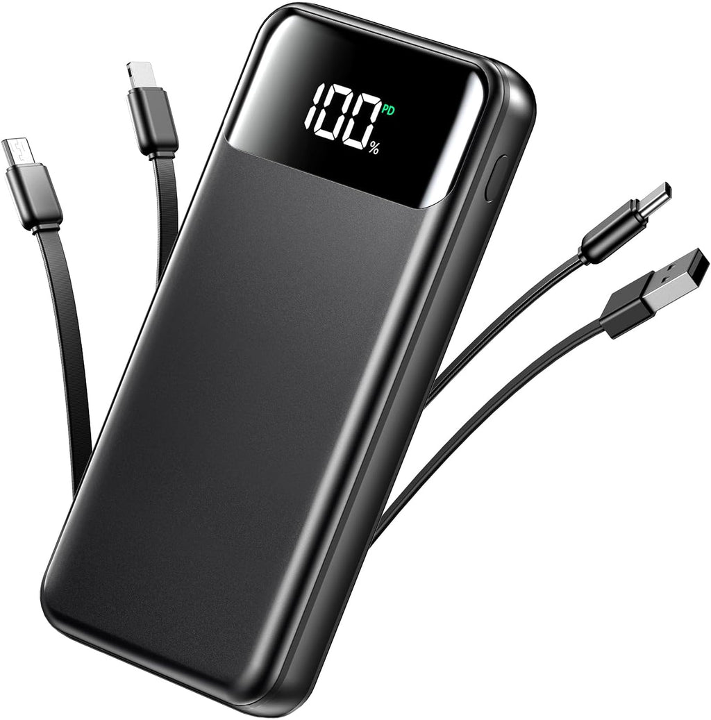 Portable Charger, 50000mAh Power Bank with Built in Cables, 22.5W Fast Charging Battery Pack, Portable Phone Charger for Travel Camping Essential,PowerBank Compatible with iPhone 17/16/15/14, Samsung