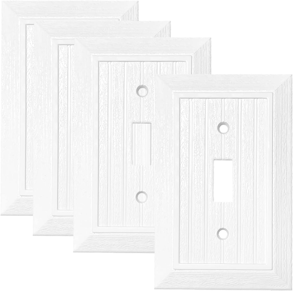 Modern Decorative Wall Plate Retro Wood Grain design Switch Cover Outlet Cover for Light Switch, Smart Switch, Dimmer, GFCI, USB Outlet (4 Pack, Single Toggle)