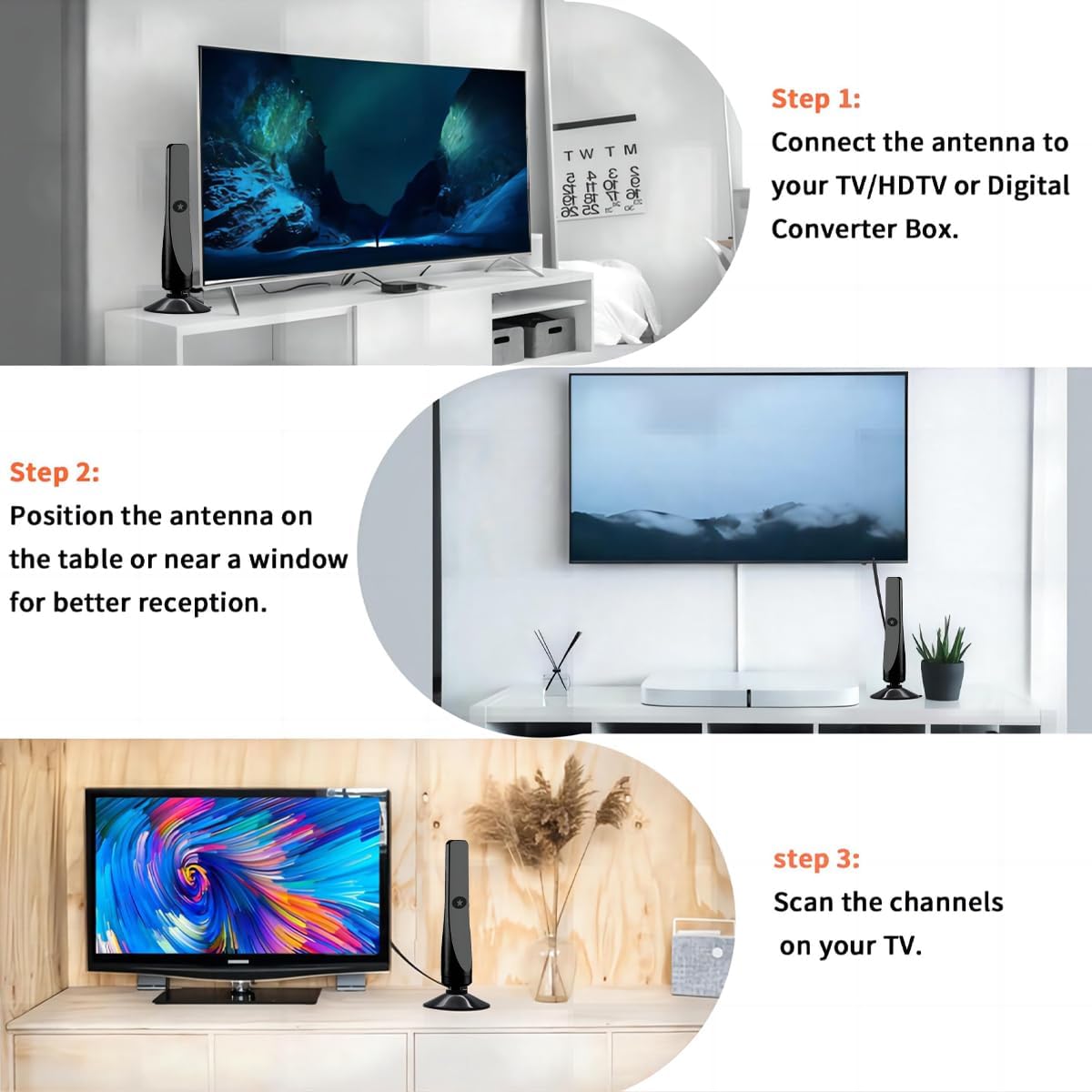 TV Antenna, Amplified HD Digital TV Antenna,for Long Range Reception,All Smart HD Digital Antennas with Amplifier Signal Booster for Local Channels Supports 4K 1080P,with High Performance Coax Cable-T