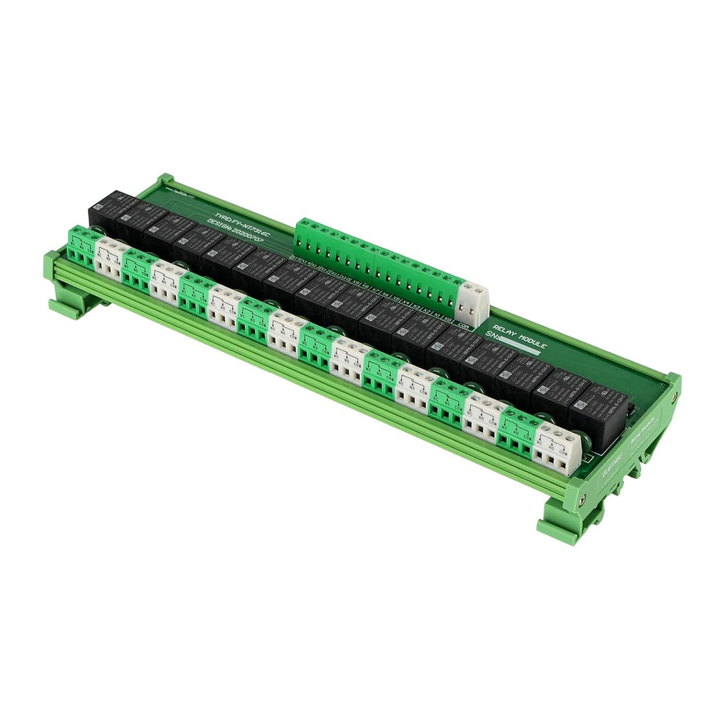 Relay Board, 16 Channel 1 SPDT DIN Rail Mount 24V DC/AC Relay, Interface Board