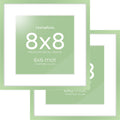 Homeforia 8x8 Sage Green Frame, High End Metal 8 x 8 Square Picture Frames with Mat 6 by 6 Photo, 8x8 Display Frame Matted to 6x6 Print, 8by8 Wall or Tabletop Frames, Tempered Glass, Wall Kit, Set of 2