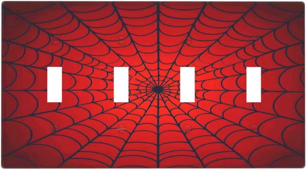 Red Spider Web Black Line Simplicity Light Switch Covers Quad Toggle Electrical Faceplate 4 Gang Wall Plate Decorative Switch Plates For Kids Room Home Decor