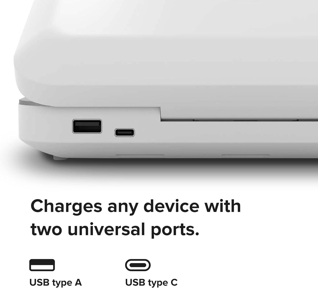 PhoneSoap 3 UV Cell Phone Sanitizer & Dual Universal Cell Phone Charger Box | Patented & Clinically Proven 360-Degree UV-C Light Sanitizer | Disinfects and Charges All Phones (White)