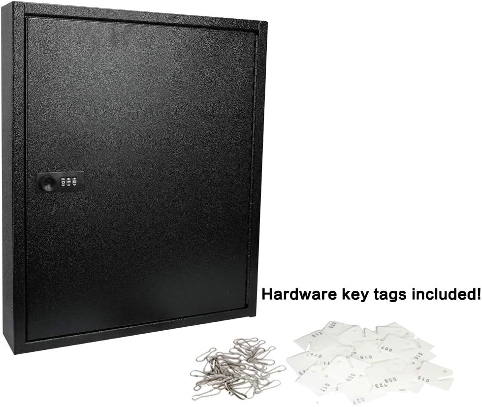 KYODOLED 100Keys Key Cabinet Organizer, Key Lock Box Wall Mount with Code, Large Keys Storage Combination Lock Box for Home, Office, Business Management,17"x 12.99" x 3.26" (Black,100 Key)