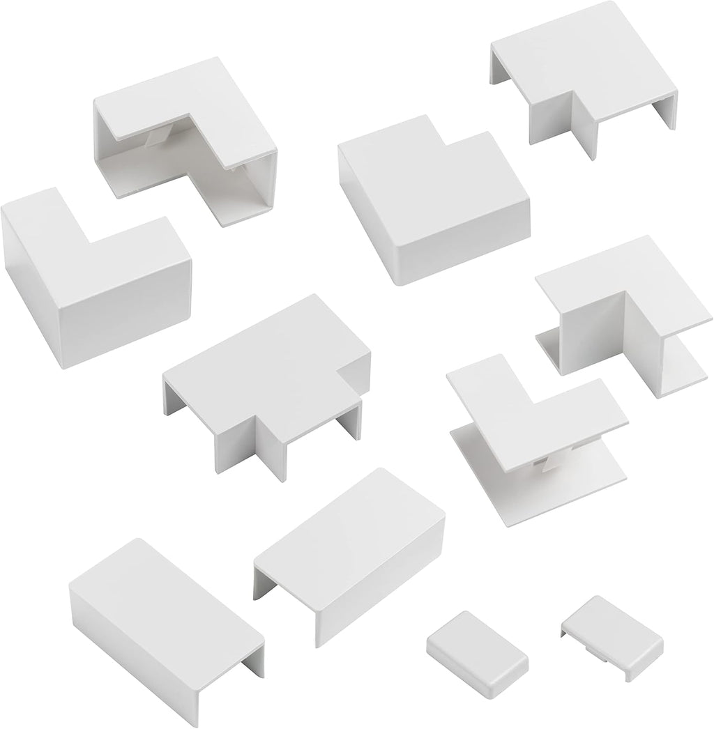 D-Line 1in x 0.63in Cable Raceway Accessory Multipack, 11-Piece Pack - White