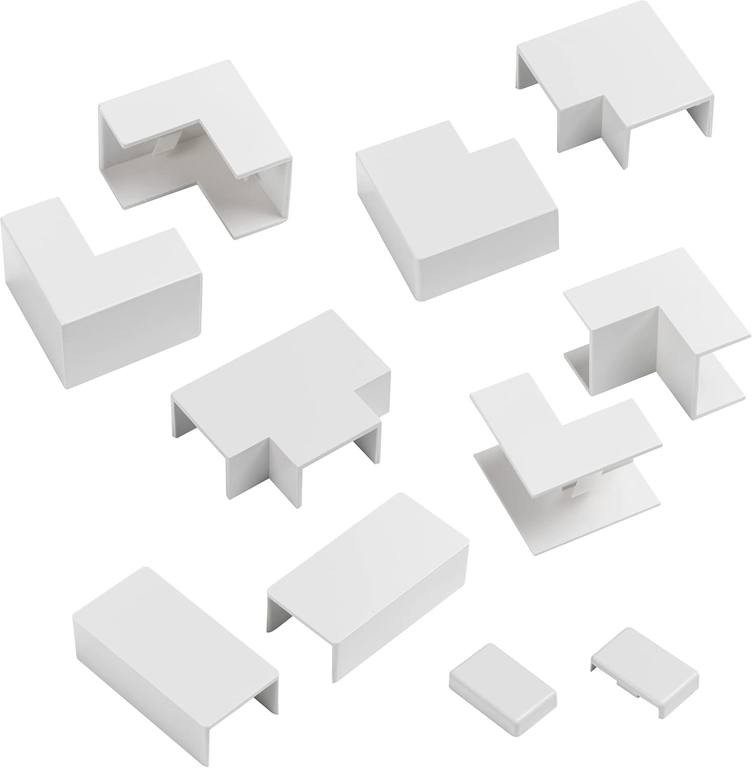 D-Line 1in x 0.63in Cable Raceway Accessory Multipack, 11-Piece Pack - White