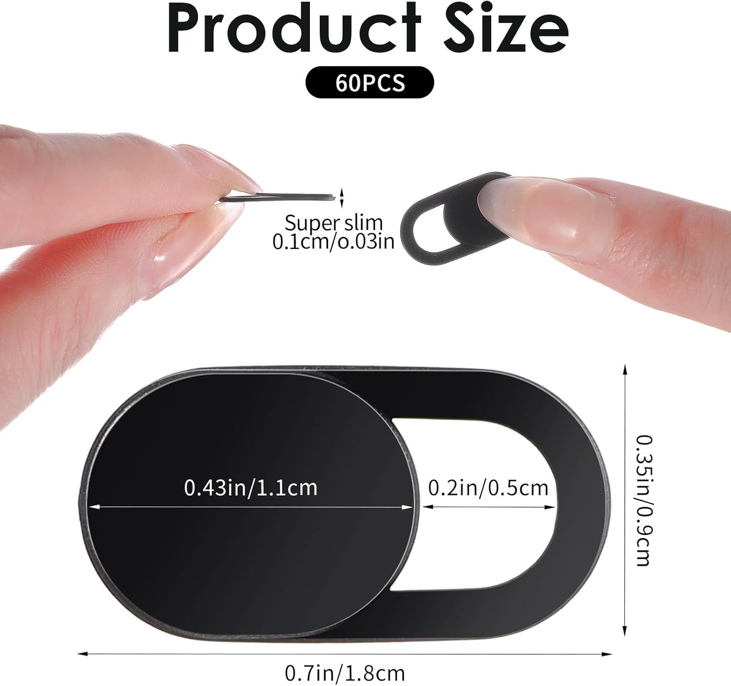 60 Pcs Webcam Cover Slide, Ultra Thin Laptop Webcam Covers, Strong Adhensive Computer Camera Covers Slide, Phone Camera Cover, Black ABS Material, Protect Privacy & Security