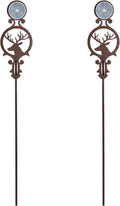 Touch of Class Pathways Reflective Driveway Marker Stake Set of Two for Outdoor Use | Buck Deer Design with Antlers | Personalized Tall Reflector Set of 2 | Weathered Bronze Durable Finish