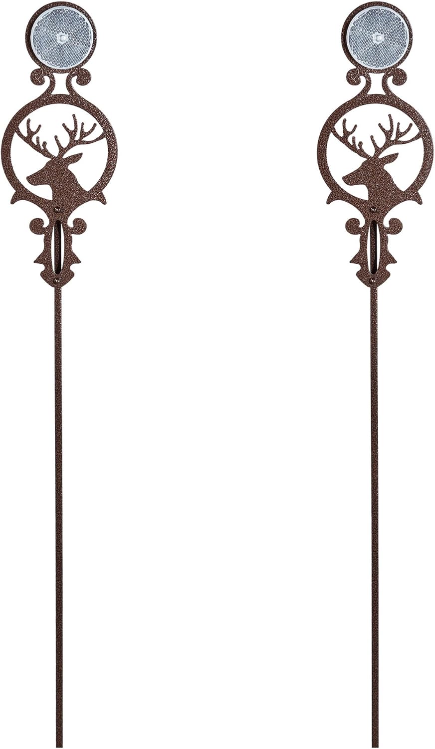 Touch of Class Pathways Reflective Driveway Marker Stake Set of Two for Outdoor Use | Buck Deer Design with Antlers | Personalized Tall Reflector Set of 2 | Weathered Bronze Durable Finish