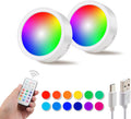 Locker Light Magnetic Under Cabinet Lighting with Remote, Rechargeable Tap Light Dimmable Battery Operated Wireless Shelf Lights, Color Changing Puck Lights for Kitchen Toillet Bedroom White