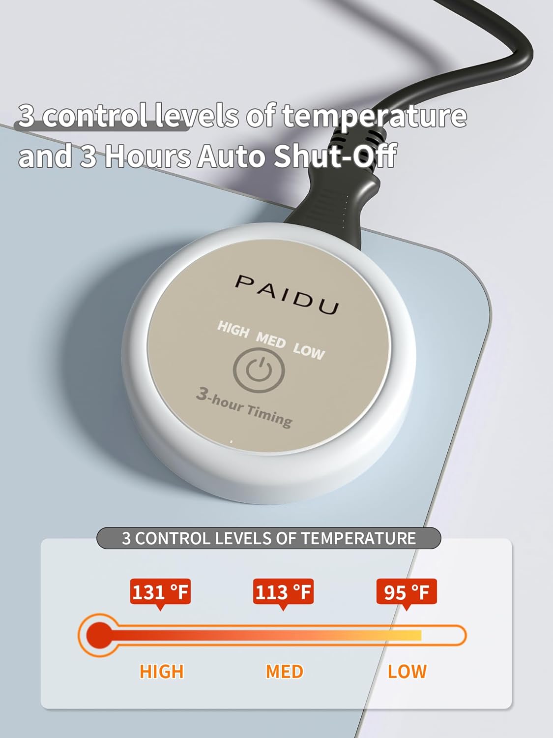 Heated Mouse Pad Hand Warmers, Electric Warm Office Desk Mat, 31.5" x 13", 3 Control Levels Temperature 3 Hours Auto Shut-Off, Suitable for Home/Offices Computer Keyboard Pads (Blue)