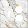 Wallplates Marbling Style White Background Gold Gray Stripes 1 Toggle 1 Duplex Switch Plate Electrical Gfci Faceplate Decorative Light Switch Covers For Bathroom Kitchen Decor