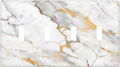 Light Switch Covers Marbling Style White Background Gold Gray Stripes Quad Toggle Electrical Faceplate 4 Gang Wall Plate Decorative Switch Plates For Bathroom Kitchen Decor