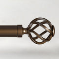 Curtain Rods for Windows 66 to 120, 1 Inch Adjustable Decorative Long Bronze Curtain Rod with Twisted Cage End, Modern Heavy Duty Outdoor Drapery Rods for Patio, Telescoping Splicing, Size 32"-120"