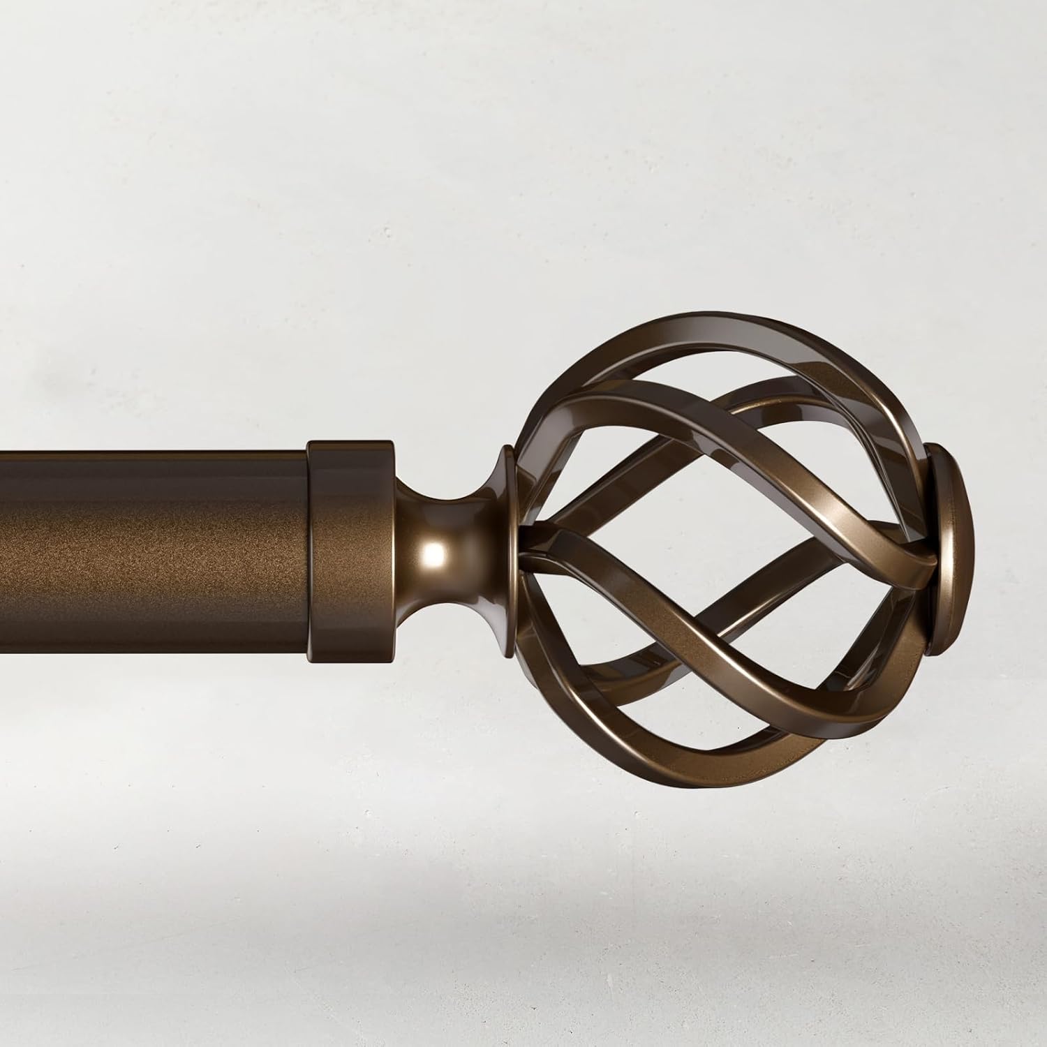 Curtain Rods for Windows 66 to 120, 1 Inch Adjustable Decorative Long Bronze Curtain Rod with Twisted Cage End, Modern Heavy Duty Outdoor Drapery Rods for Patio, Telescoping Splicing, Size 32"-120"