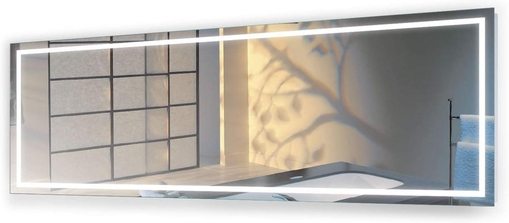 Krugg | Large 96 Inch X 36 Inch LED Bathroom Mirror | Lighted Vanity Mirror Includes Defogger | Wall Mount Vertical or Horizontal Installation |
